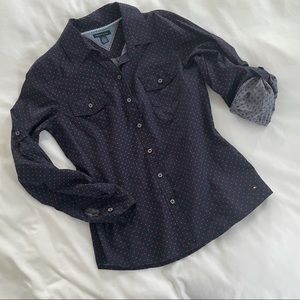 Women’s Tommy Hilfiger Red and Blue Polka Dot button down Shirt Size Small